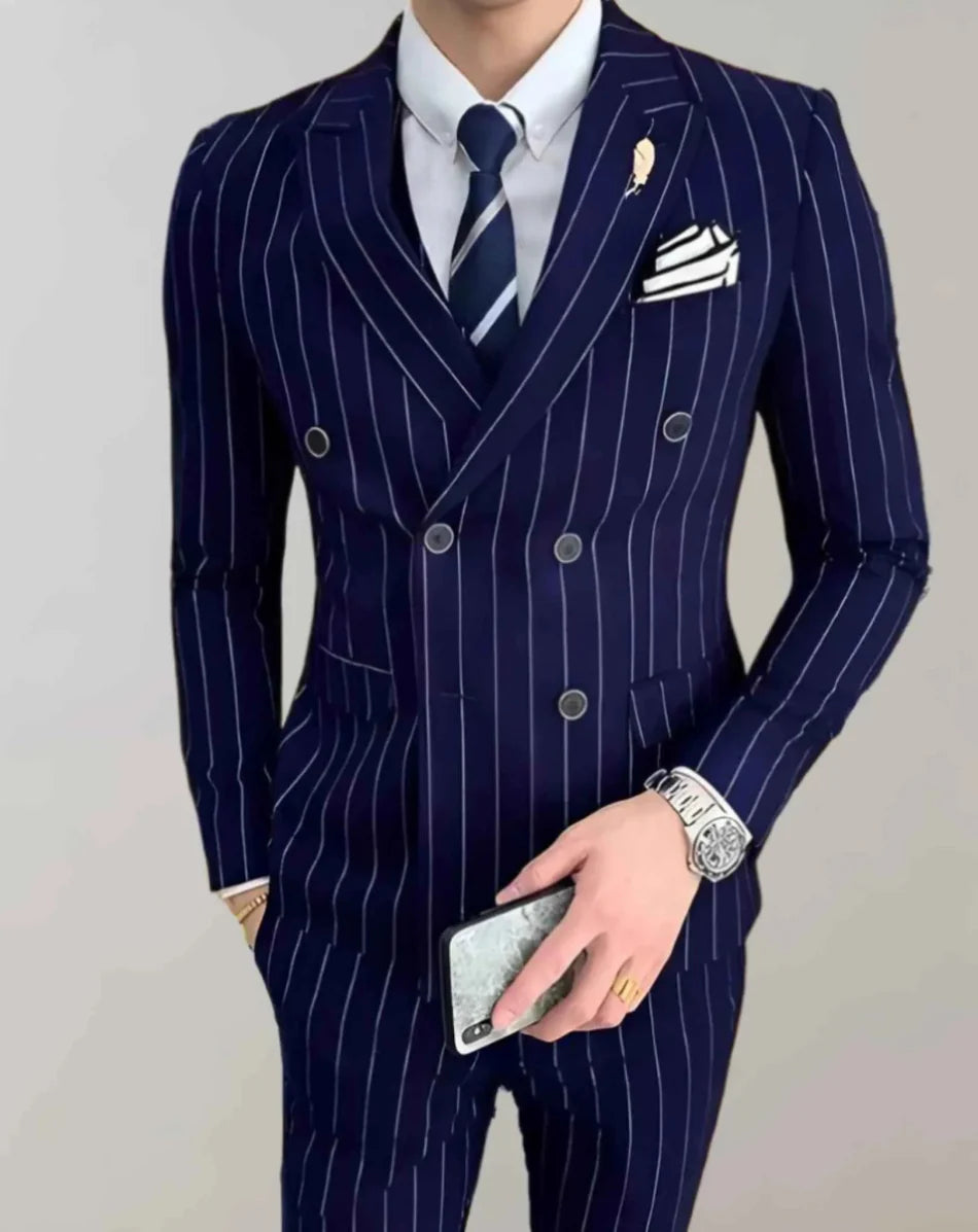 Elegant Striped Suit Set-suit-Osairo