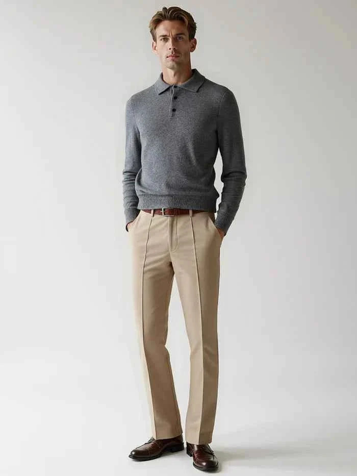 Polo Button Sweater-sweater-Osairo