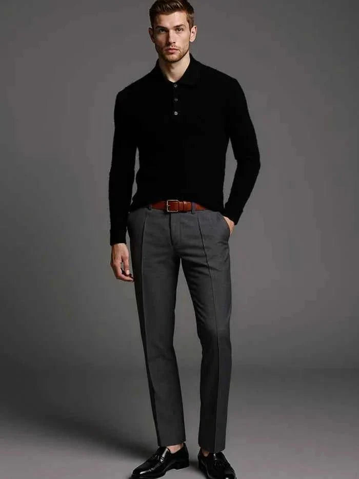 Polo Button Sweater-sweater-Osairo