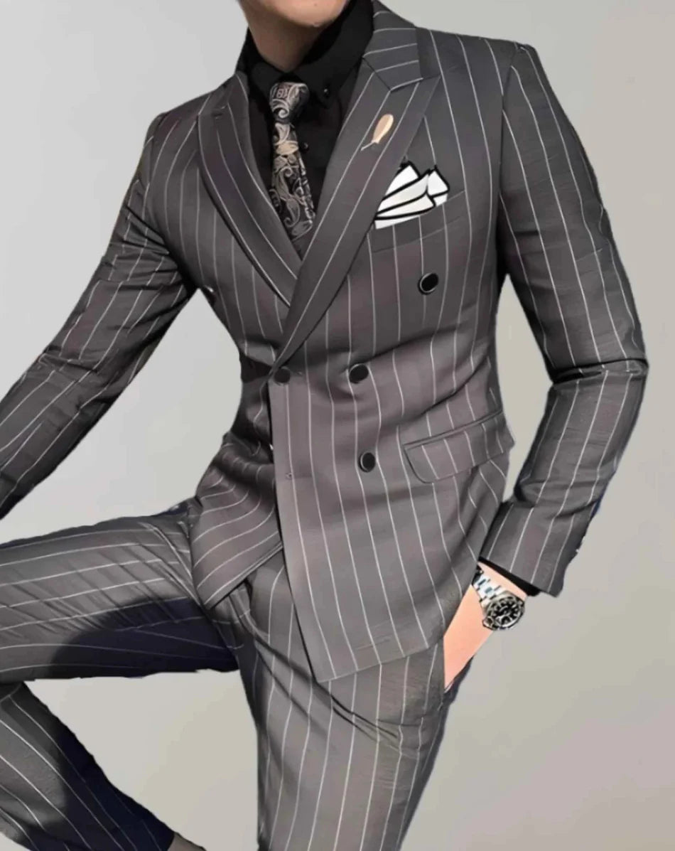 Elegant Striped Suit Set-suit-Osairo