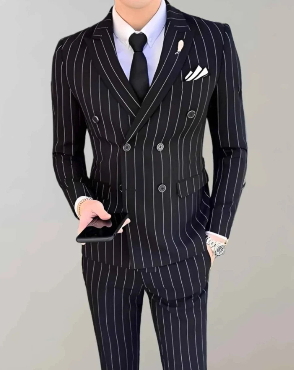 Elegant Striped Suit Set-suit-Osairo